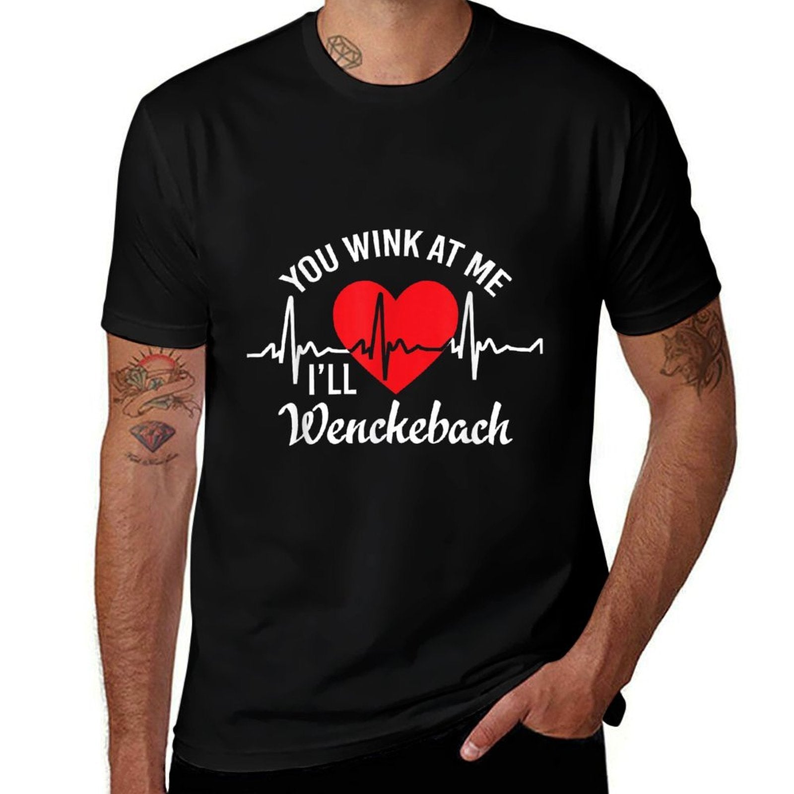 Wink at Me Ill Wenckebach Funny Heart Rhythm Cardiology Pun  Oversized Silhouette T-Shirt