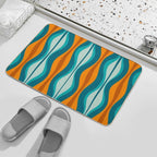 Hourglass Abstract Midcentury Modern Pattern in Orange, Rust, Aqua, Turquoise, And Teal  Rapid-Drying Bath Mat