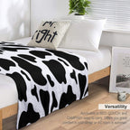 Black Cow Hand Drawn Pattern Multi-functional Throw Blanket