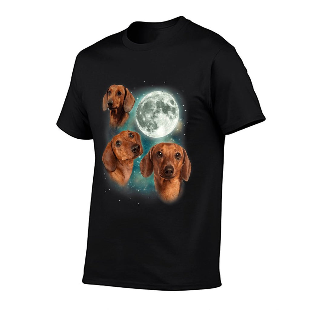 Three Dachshund Moon  Wiener Dog Humorous Doggo Meme Parody for Men Women  Polyester Blend T-Shirt
