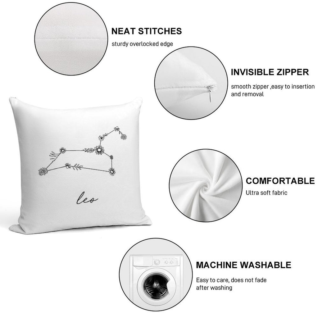 Leo Zodiac Wildflower Constellation Soft Ultra-Soft Texture Throw Pillow
