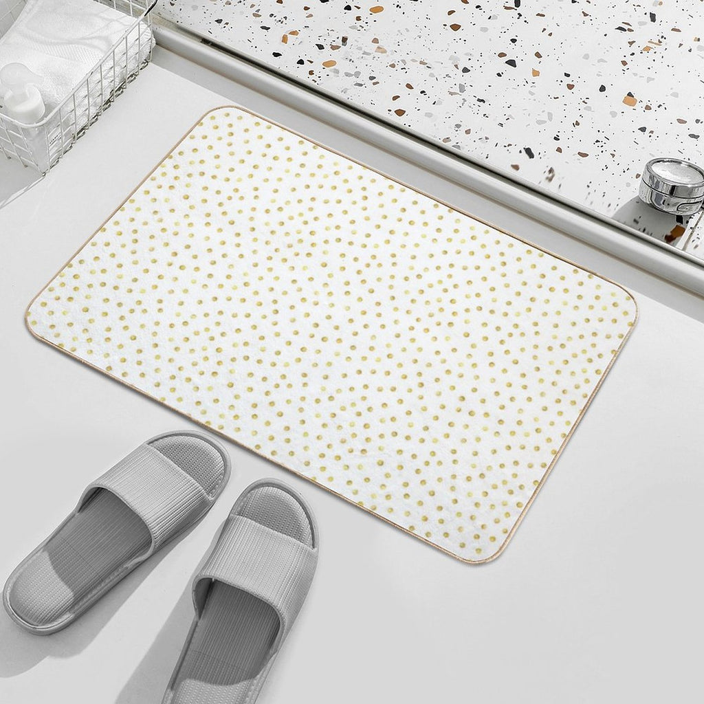 I Like Gold  Handpainted White + Gold Dots (Print Only)  Easy To Clean Bath Mat
