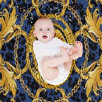 Golden Lion And Damask Ornament. Sustainable Throw Blanket