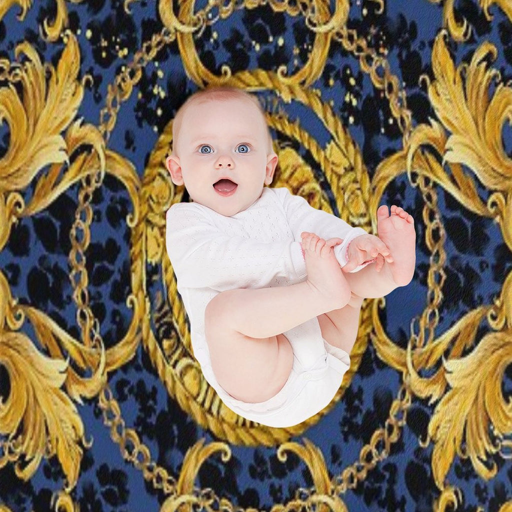 Golden Lion And Damask Ornament. Eco-conscious Throw Blanket