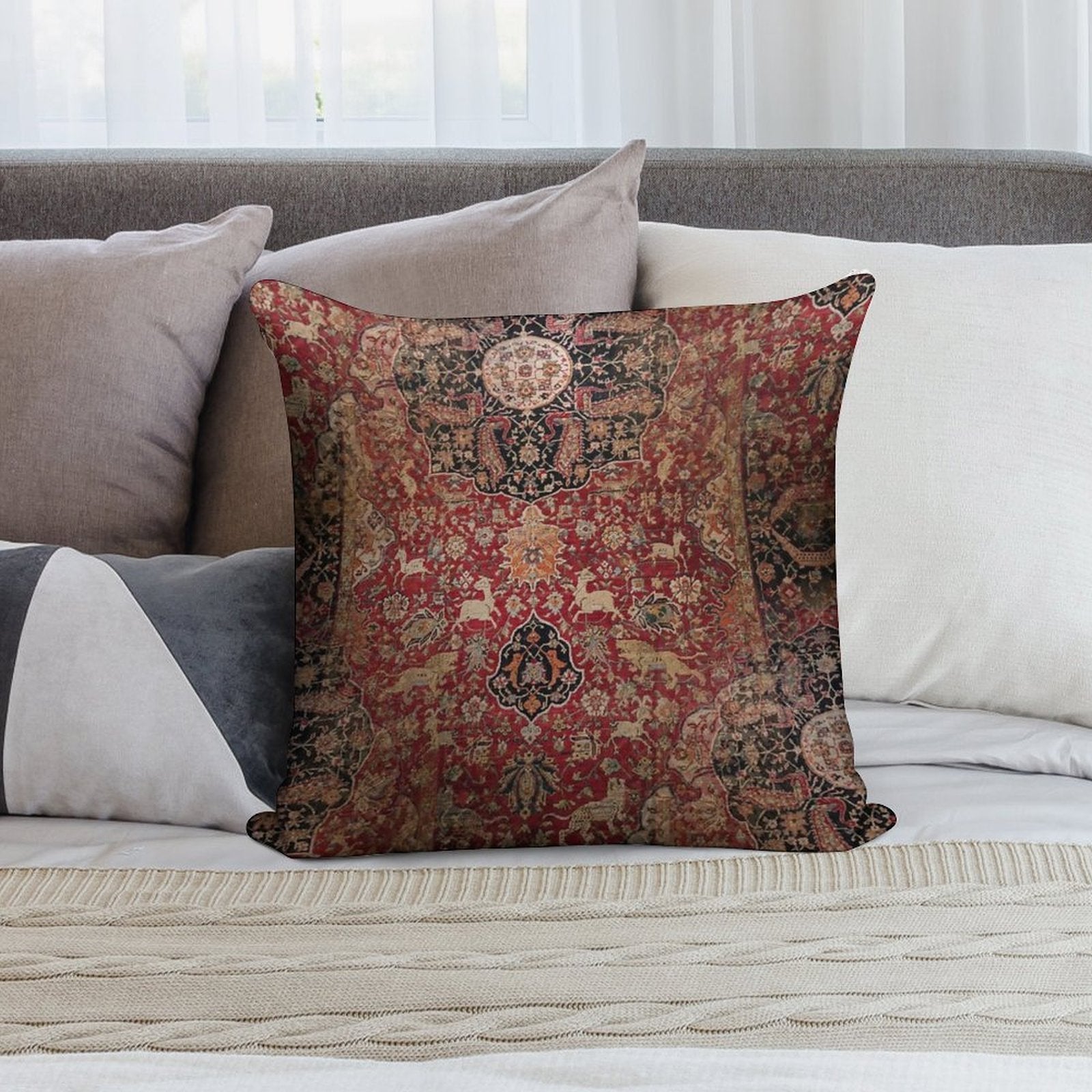 Persian Carpet Soft Luxury Feel Throw Pillow