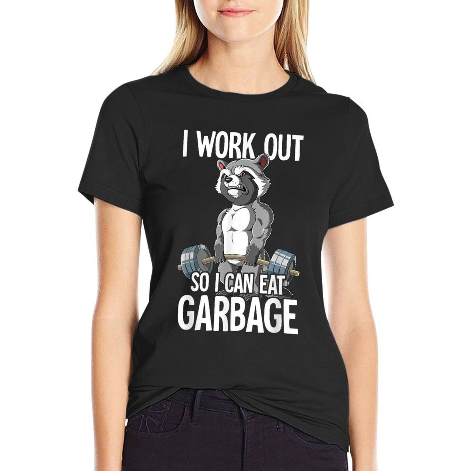 Raccoon Gym Weight Training I Work Out So I Can Eat Garbage  Summer-ready Fabric T-Shirt
