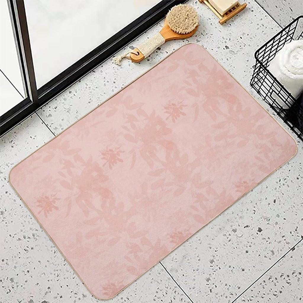 Pink Leaves And Plants Background Durable Bath Mat