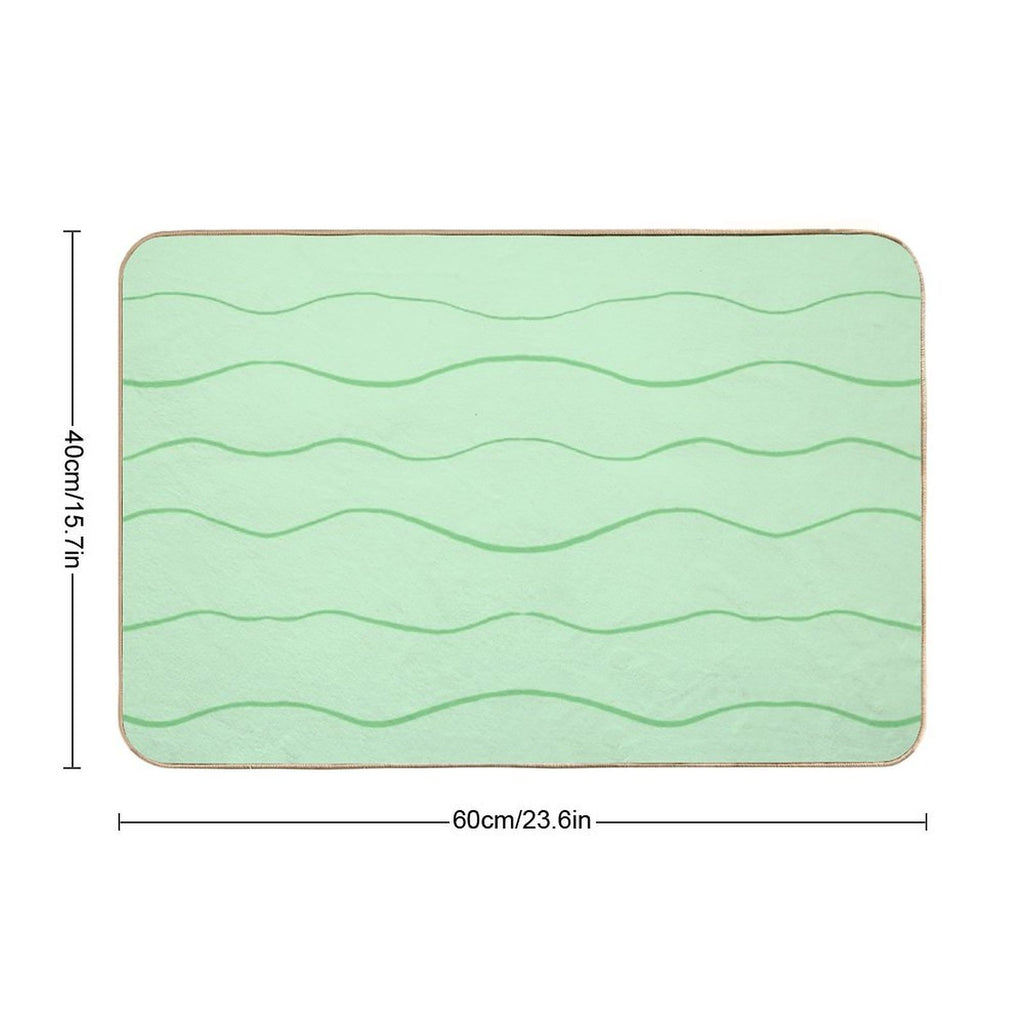 Pastel Green Waves  Anti-Trip Bath Mat