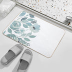 Pastel Green And White Rose Flower Watercolor Floral Bloom Spring Pattern  Multi-Purpose Bath Mat