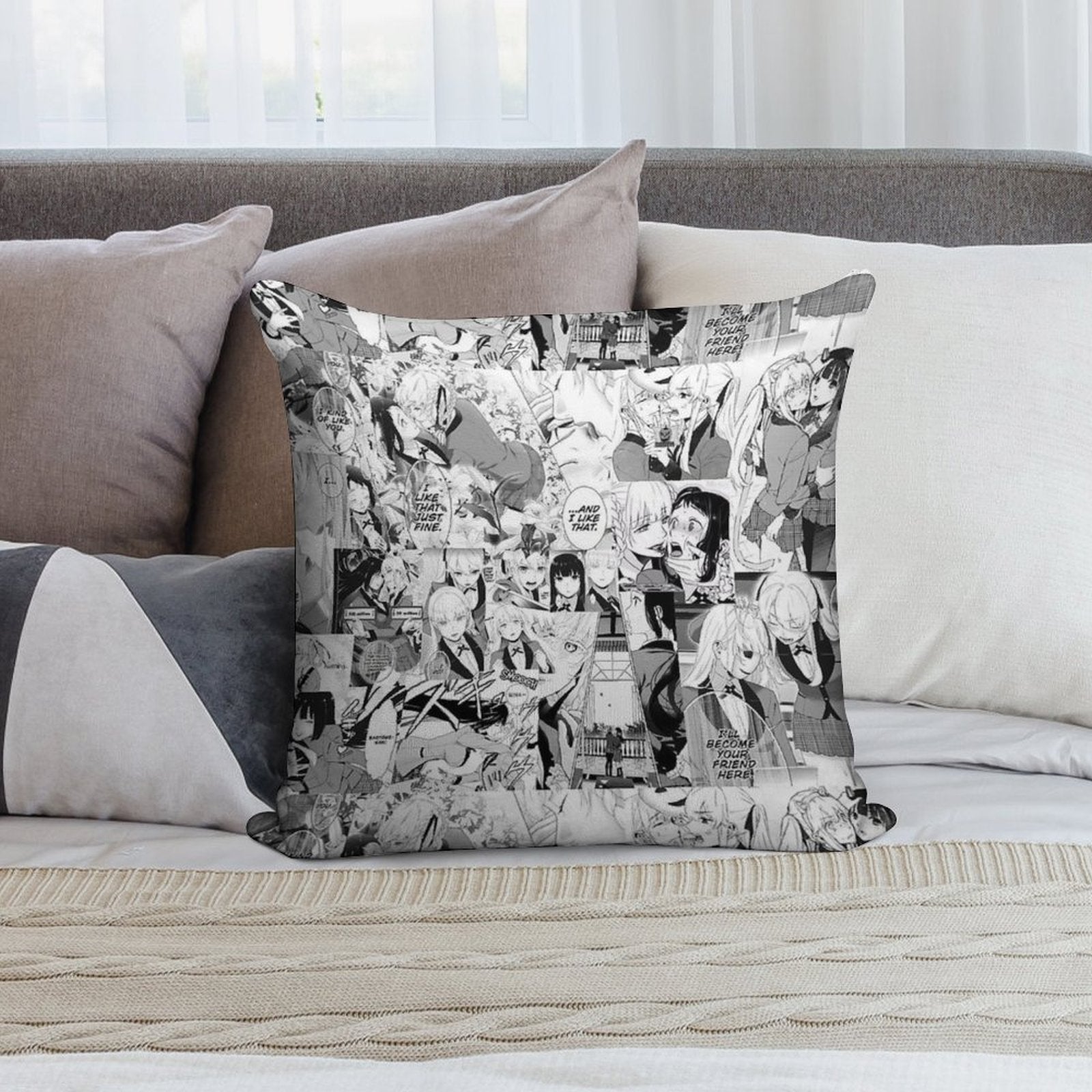 Kakegurui Collage Art Soft Style Accent Throw Pillow