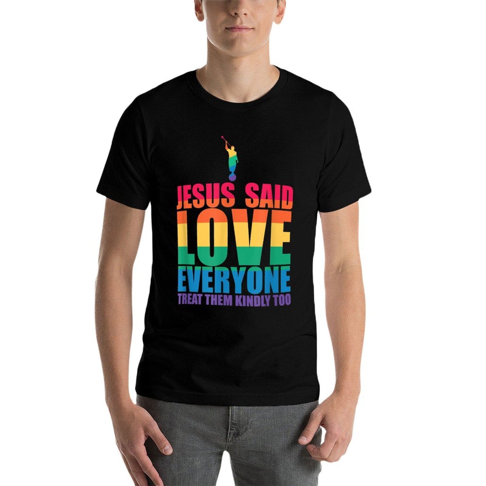 JESUS SAID LOVE EVERYONE TREAT THEM KINDLY TOO LGBT Meme  Easy-care T-Shirt