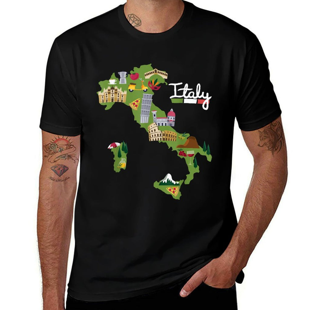 Italy Travel Map Italia Pride Souvenir Vacation  Lightweight T-Shirt