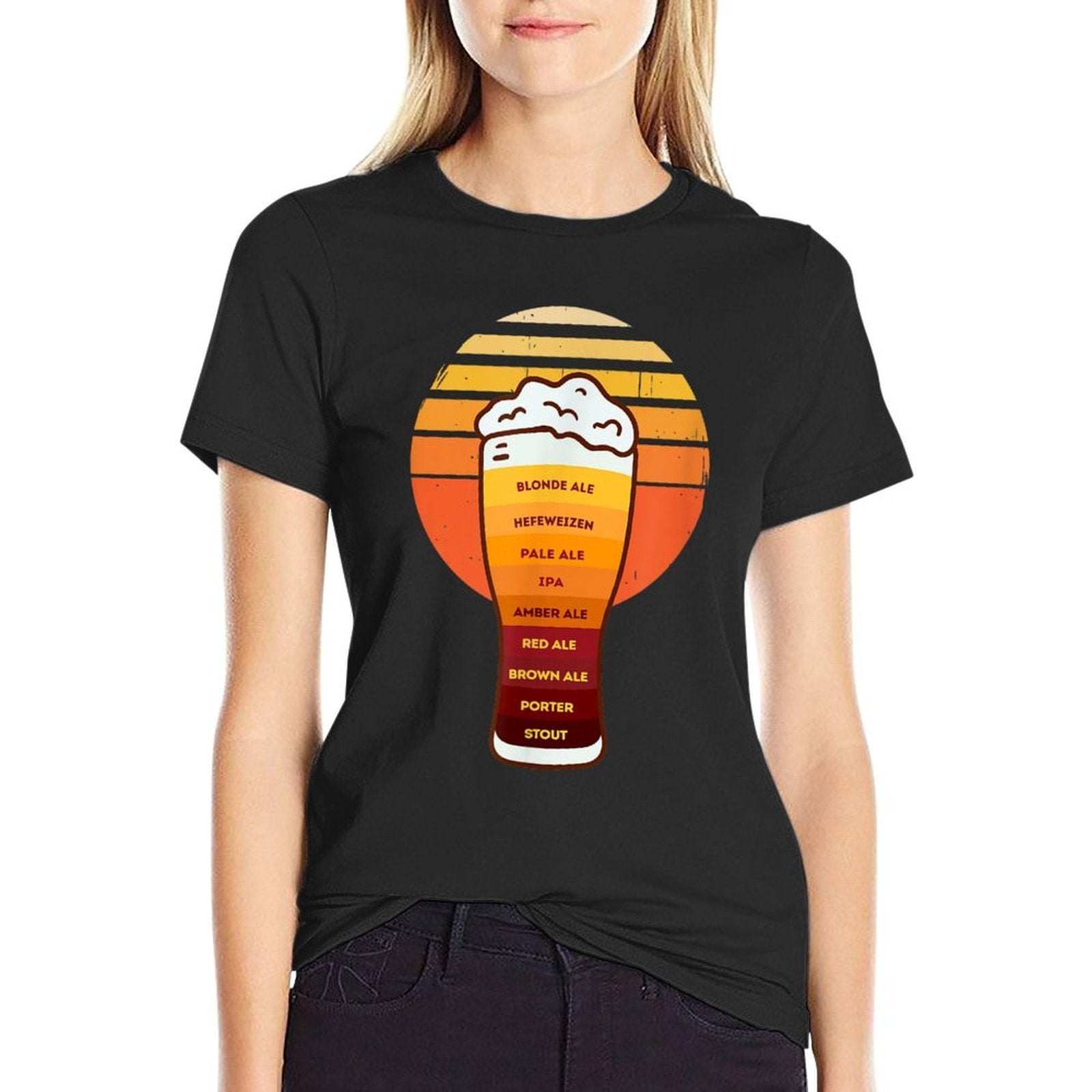 Beer Diversity in A Beer Glass with Foam - Retro Beer Types  Oversized Silhouette T-Shirt