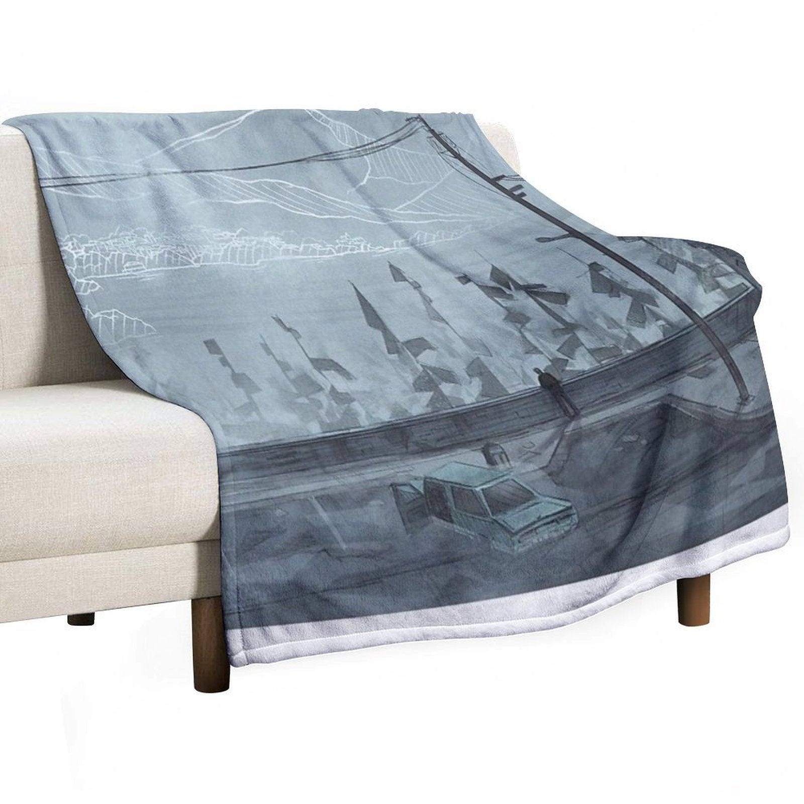 Toluca Lake - Silent Hill Fanart - Art by Eliott Sontot Eco-conscious Throw Blanket