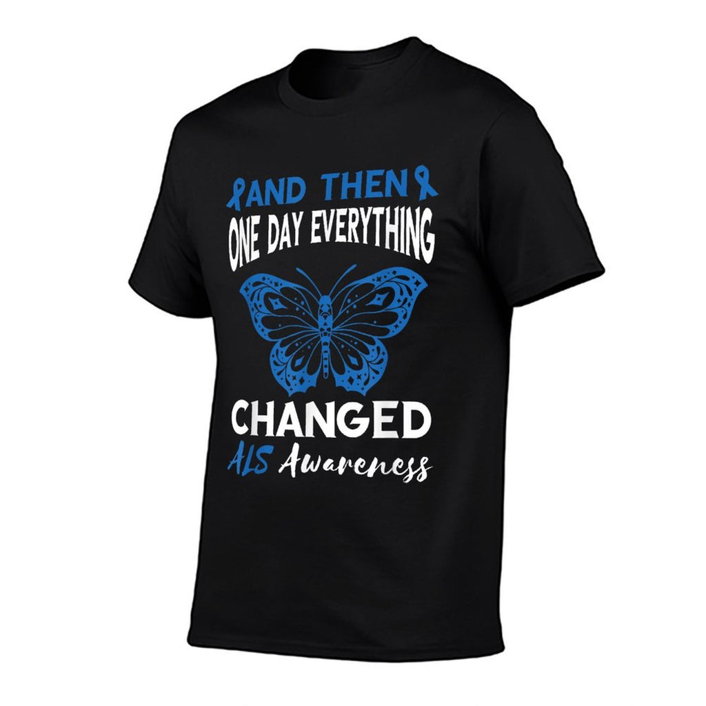 ALS Awareness One Day Everything Changed Blue Ribbon  Eco-friendly Material T-Shirt