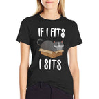 If I Fits I Sits Cat Meme Funny Cat In A Box T-shirt Men Women Girls Kids  Durable T-Shirt