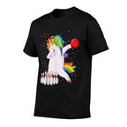 Dabbing Unicorn Bowling Ball Funny Bowling  Rolled Sleeves T-Shirt