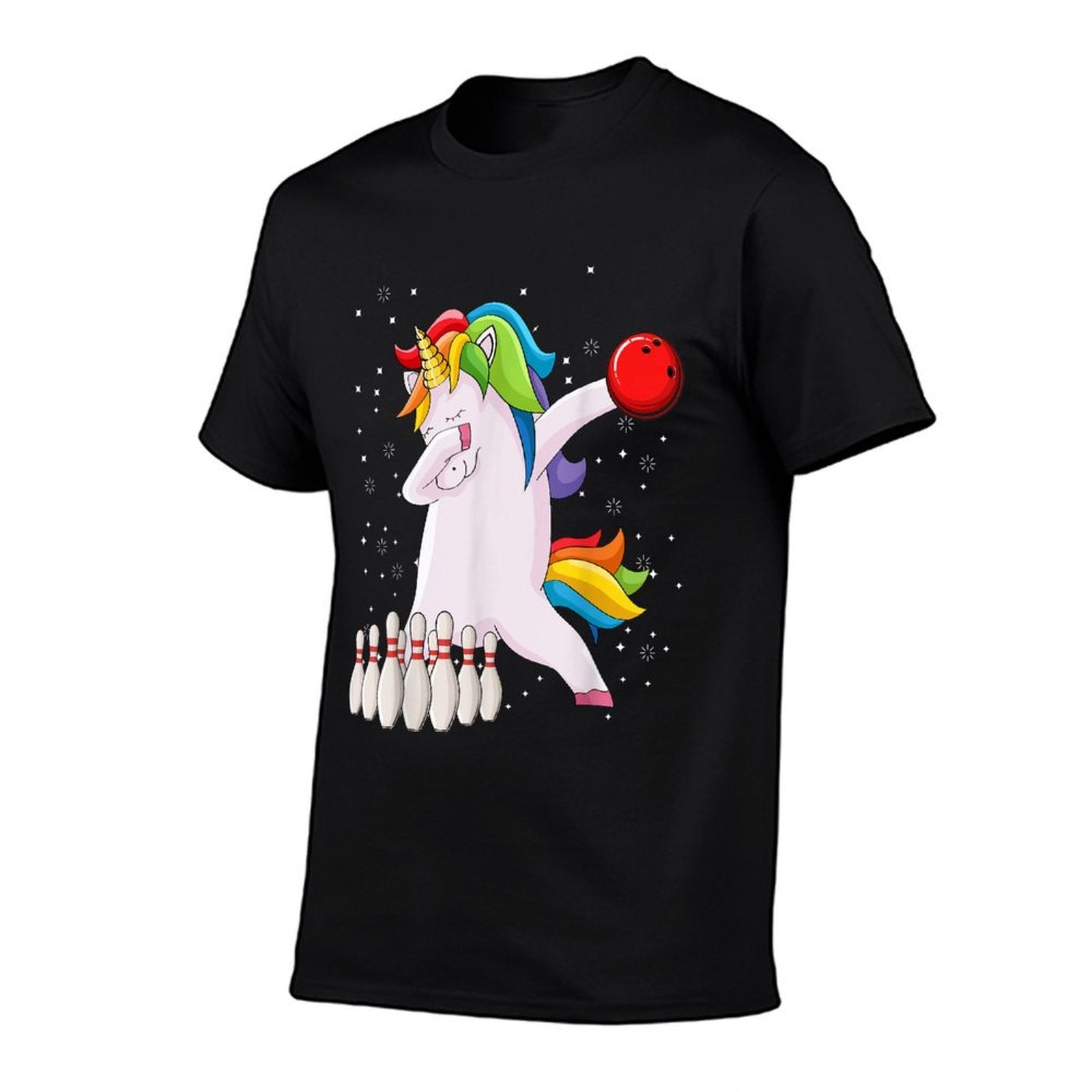 Dabbing Unicorn Bowling Ball Funny Bowling  Rolled Sleeves T-Shirt