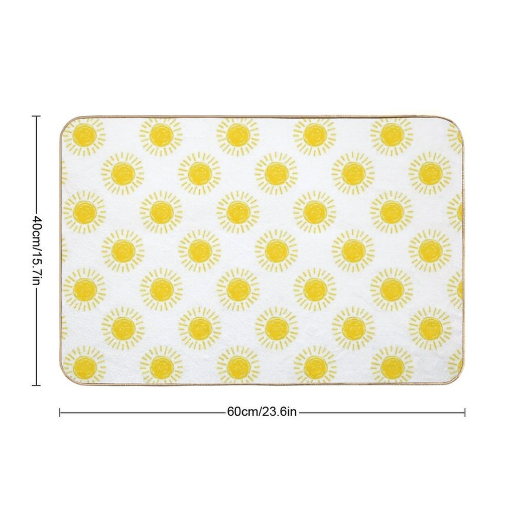 Hand Drawn Sun, Yellow Doodles Seamless Illustration Pattern  Versatile Bath Mat