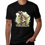 Funny T Rex Dinosaurs with Cool Electric Guitar  Moisture-wicking T-Shirt