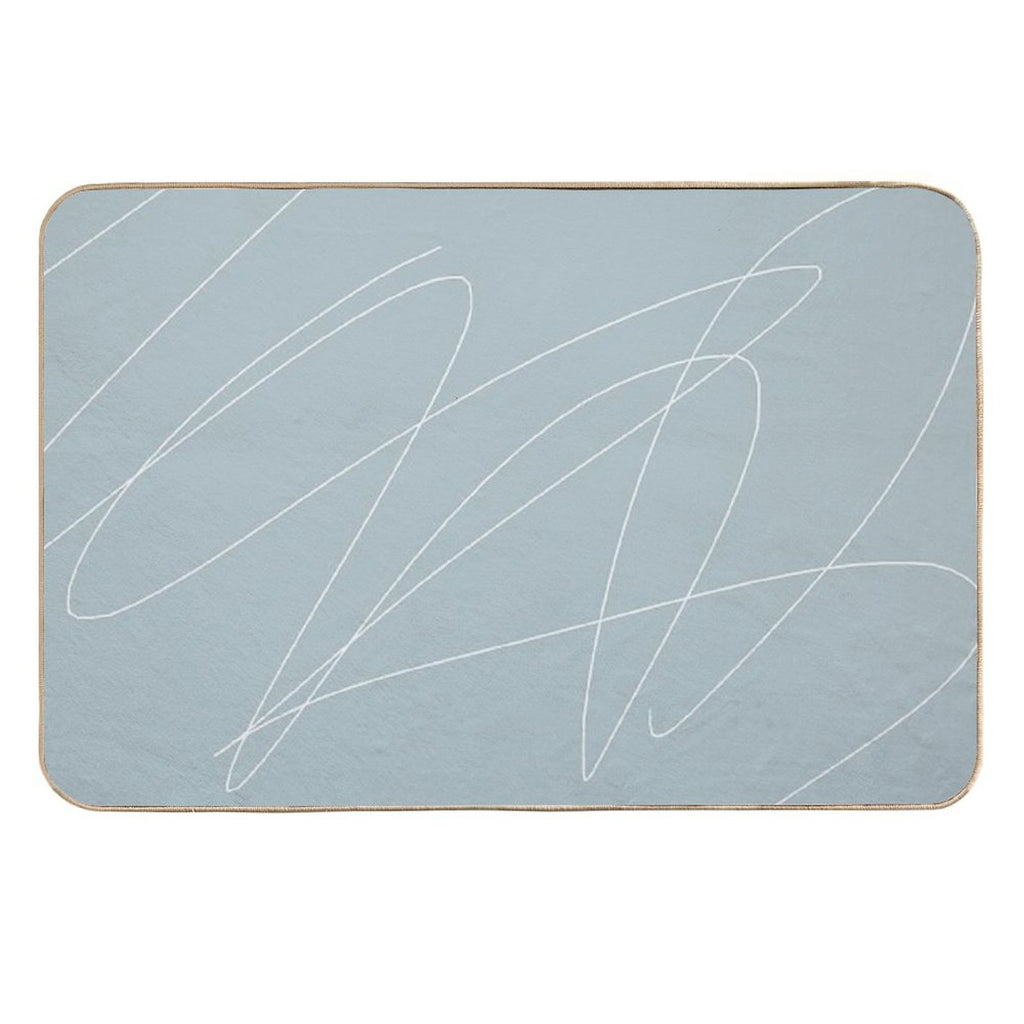 Pastel Soft Pale Grey Blue with White Scribbles Original Art  Long-Lasting Bath Mat