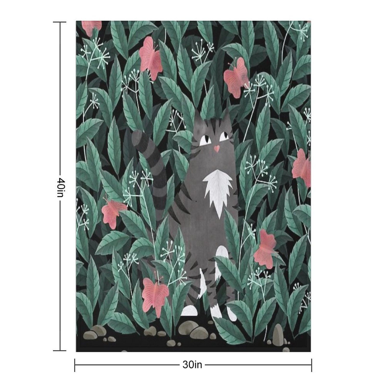 Butterfly Garden (Tabby Cat Version) Durable Throw Blanket