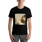 Funny Cat God Creation of Adam Meme Jesus  Tagless Design T-Shirt