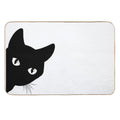 Black Cat Peeking Around The Corner Silhouette  Long-Lasting Bath Mat
