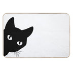 Black Cat Peeking Around The Corner Silhouette  Long-Lasting Bath Mat