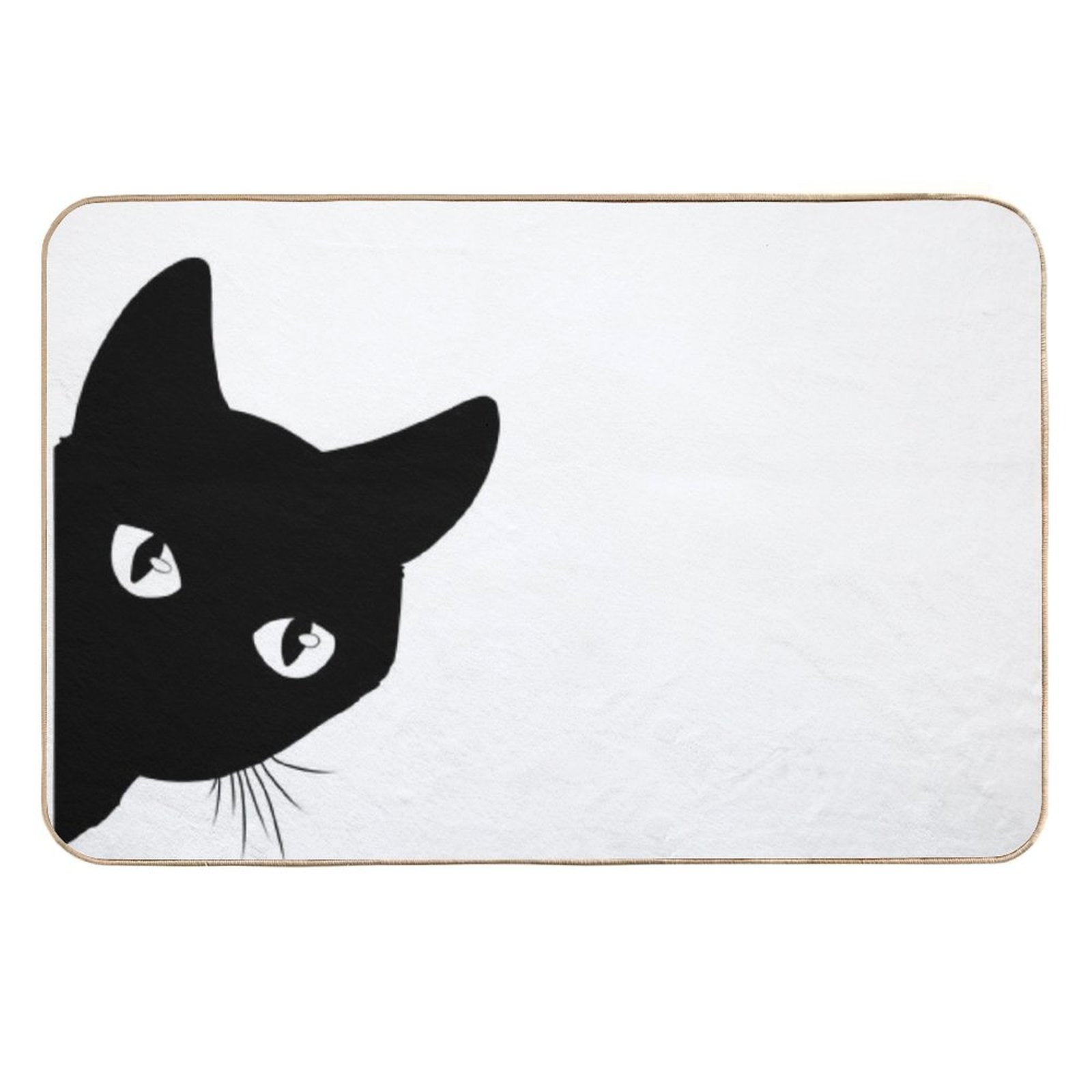 Black Cat Peeking Around The Corner Silhouette  Long-Lasting Bath Mat