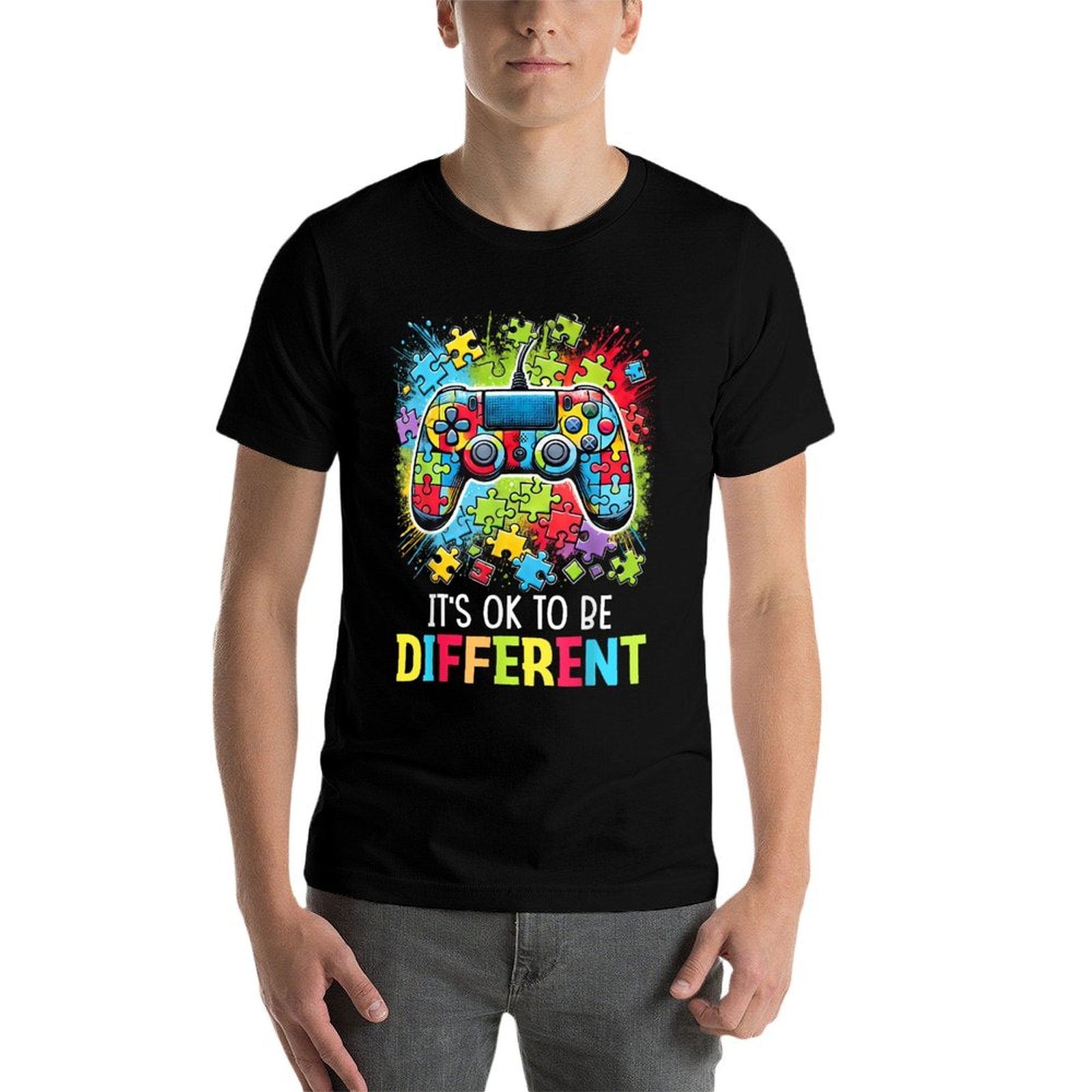 Its Ok To Be Different Video Game Controller Autism  High-quality Stitching T-Shirt