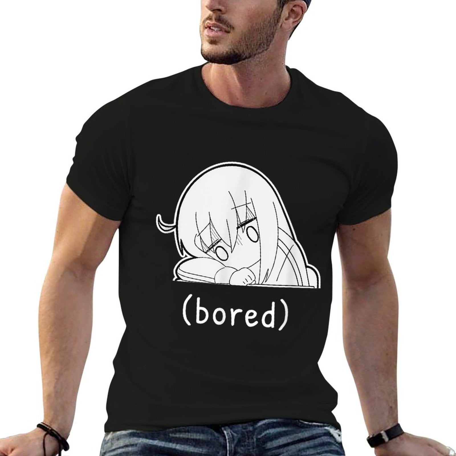 Funny Anime  Manga Bored Bocchi Chibi Meme  Heathered Texture T-Shirt