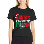 Santas Favorite Italian Christmas  Rolled Sleeves T-Shirt
