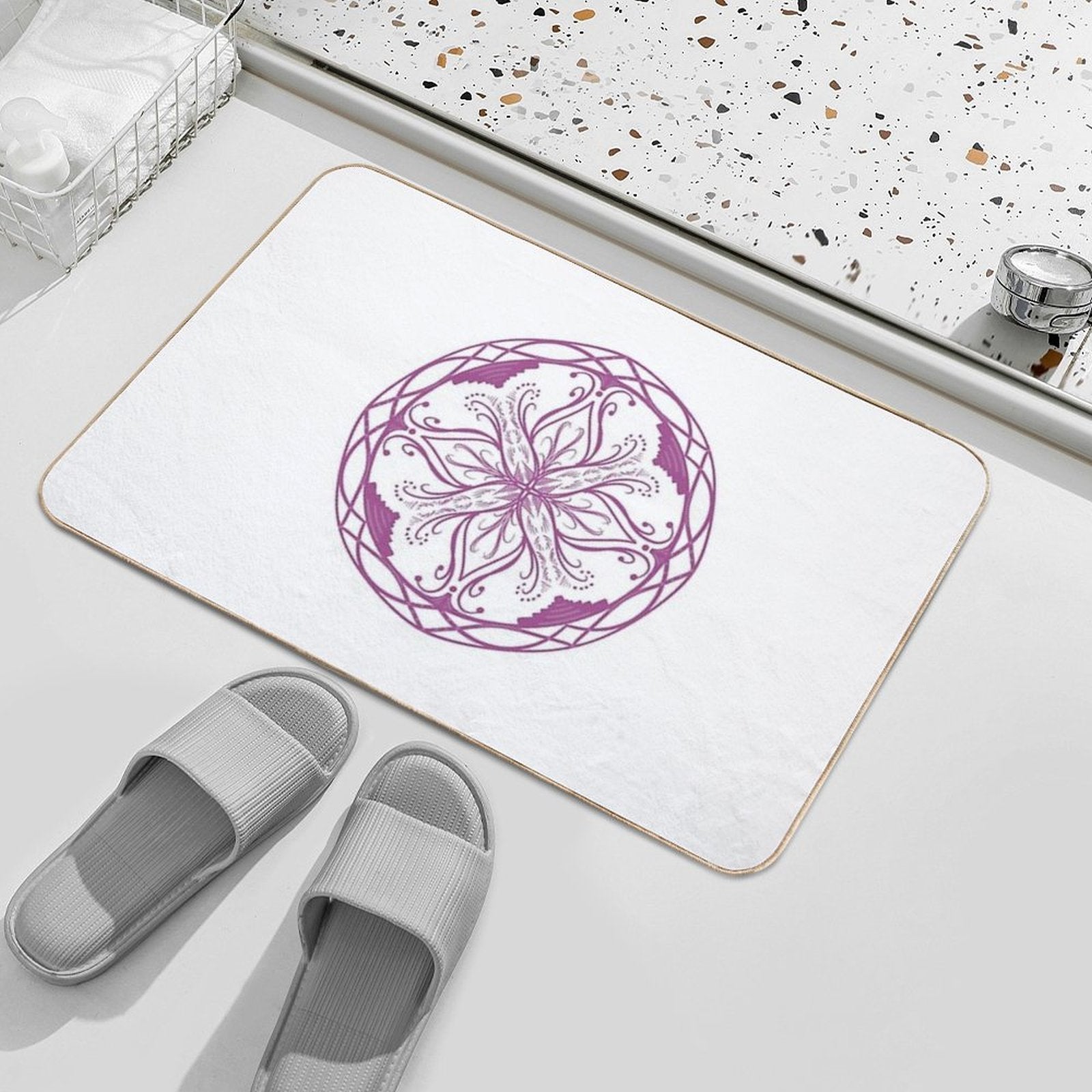 Purple Flower Mandala  Odorless Bath Mat