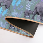 Sweet Elephants in Purple And Grey  Easy To Clean Bath Mat