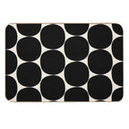 Mid-Century Mod Minimalist Dot Pattern in Black And Almond Cream  Non-Slip Bath Mat