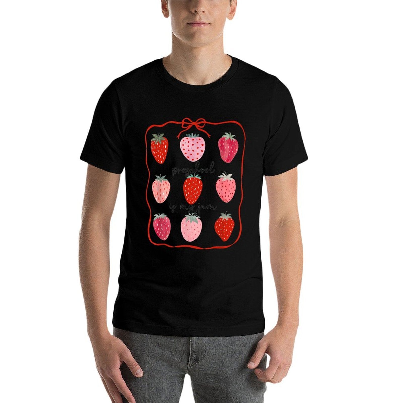Preschool Is My Jam Strawberry Teacher First Day Of School  Polyester Blend T-Shirt