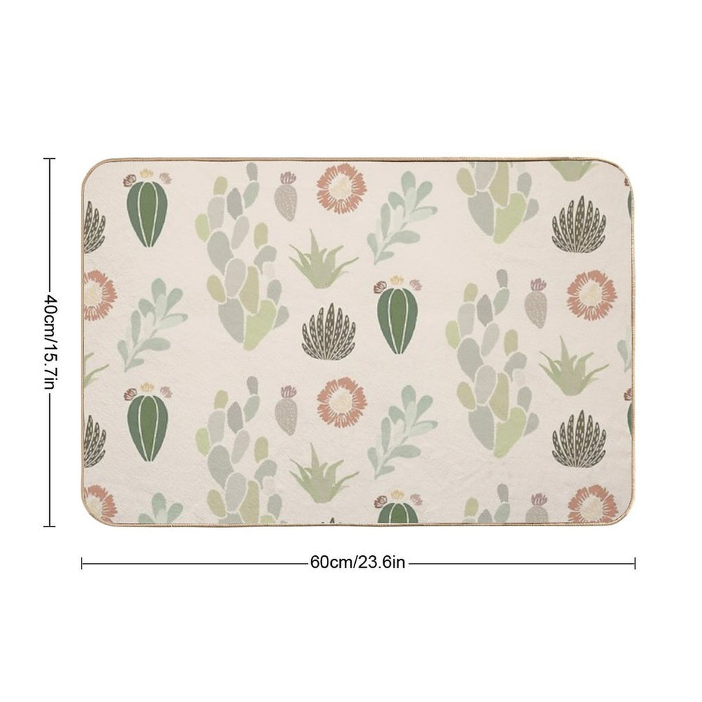 Cactus Pattern Print  Toxin-Free Bath Mat
