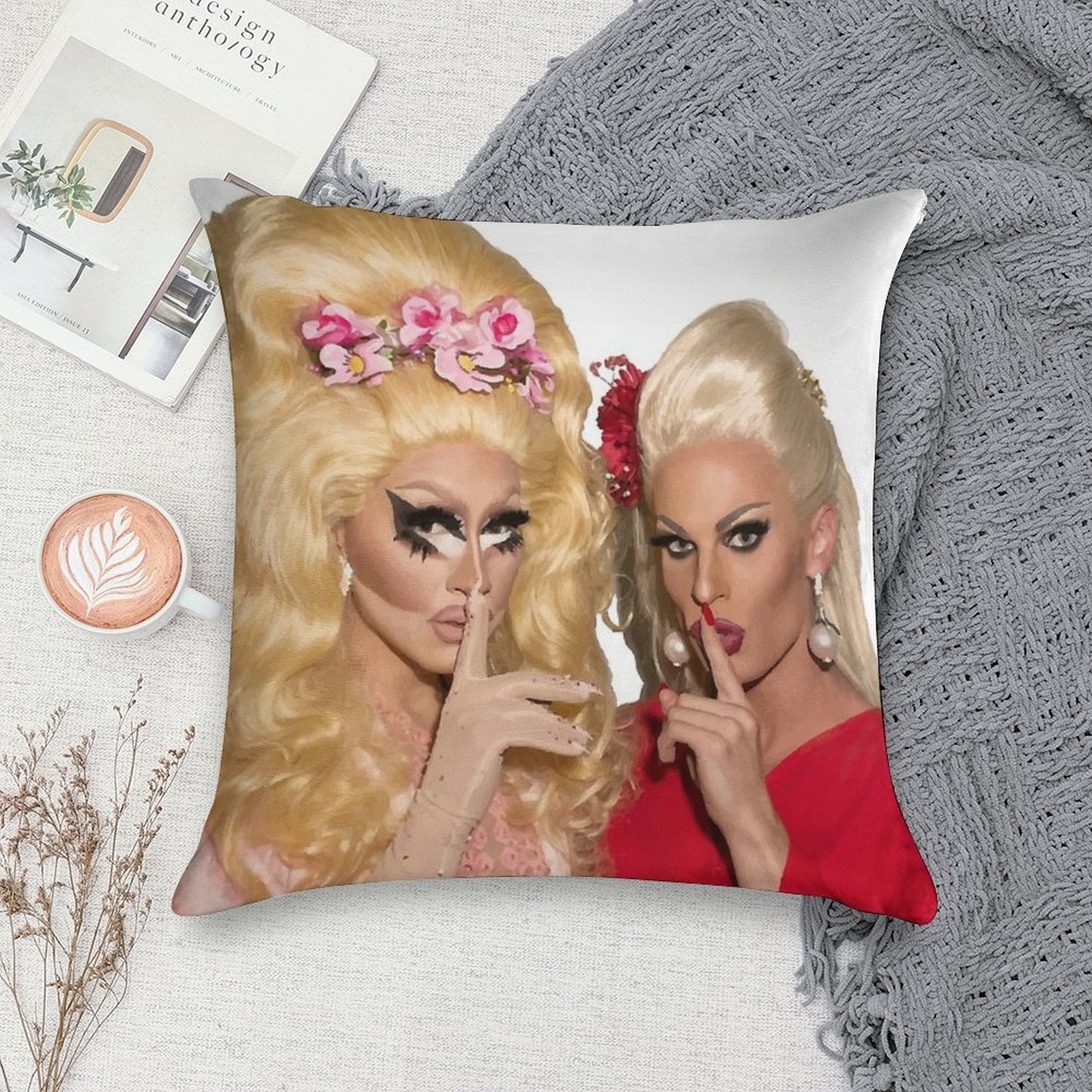 Shh - Trixie And Katya Soft Anti-Pilling Throw Pillow