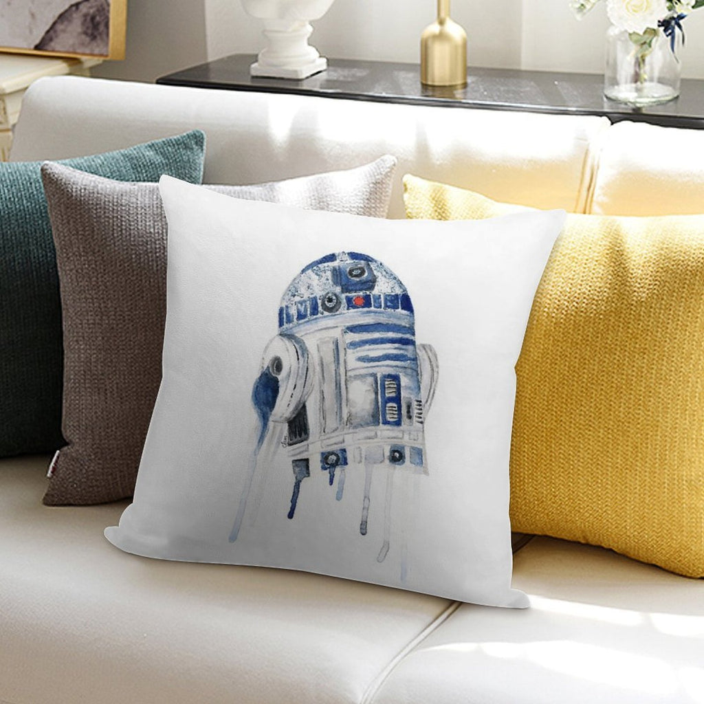 Star Wars Watercolour R2D2, Retro Droid Soft Hidden Zipper Throw Pillow