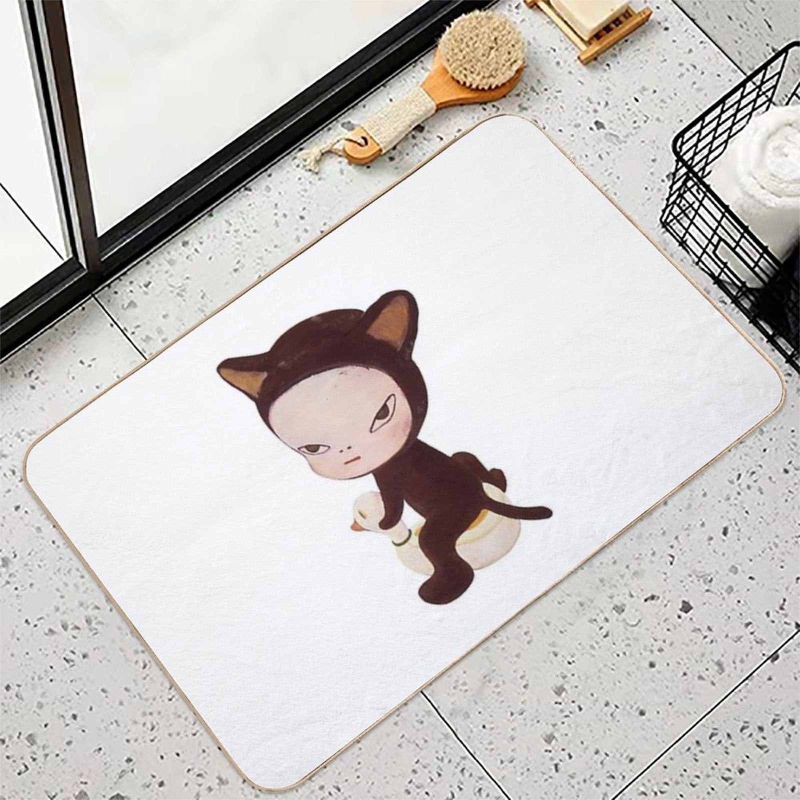 Yoshitomo Nara Cat  Repositionable Bath Mat