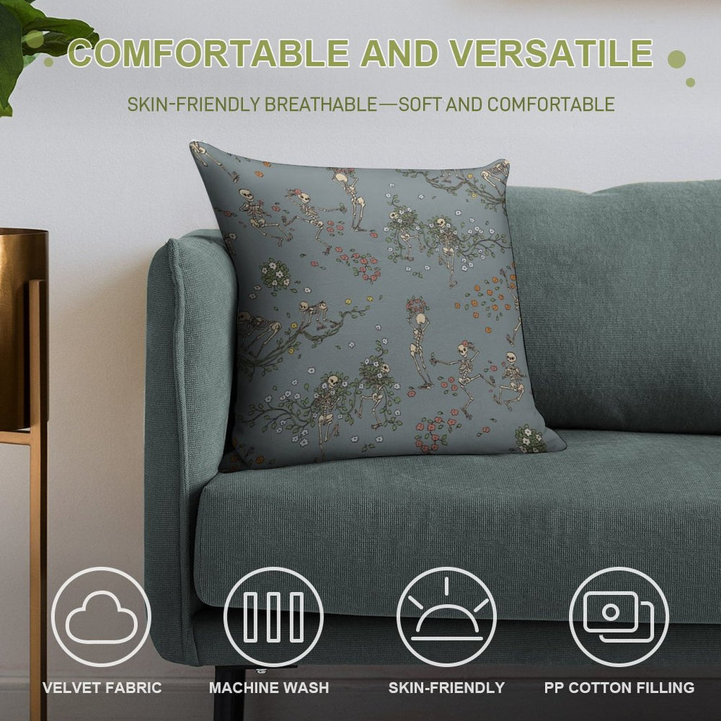 Skeletons with Garlands Soft Skin-Friendly Throw Pillow