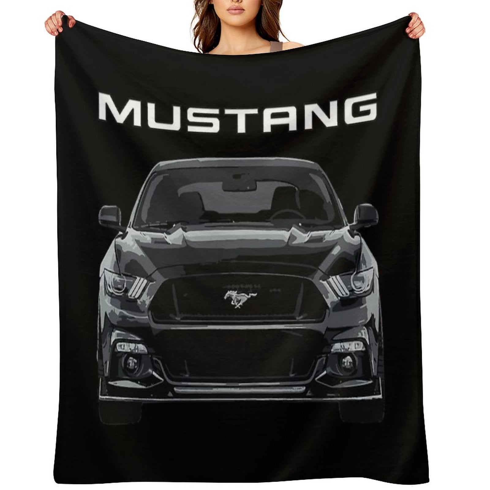 Mustang GT 5.0L V8 Performance Car Shadow Black Versatility Throw Blanket