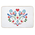 Birds And Flowers Folk-Art Design  Easy Maintenance Bath Mat