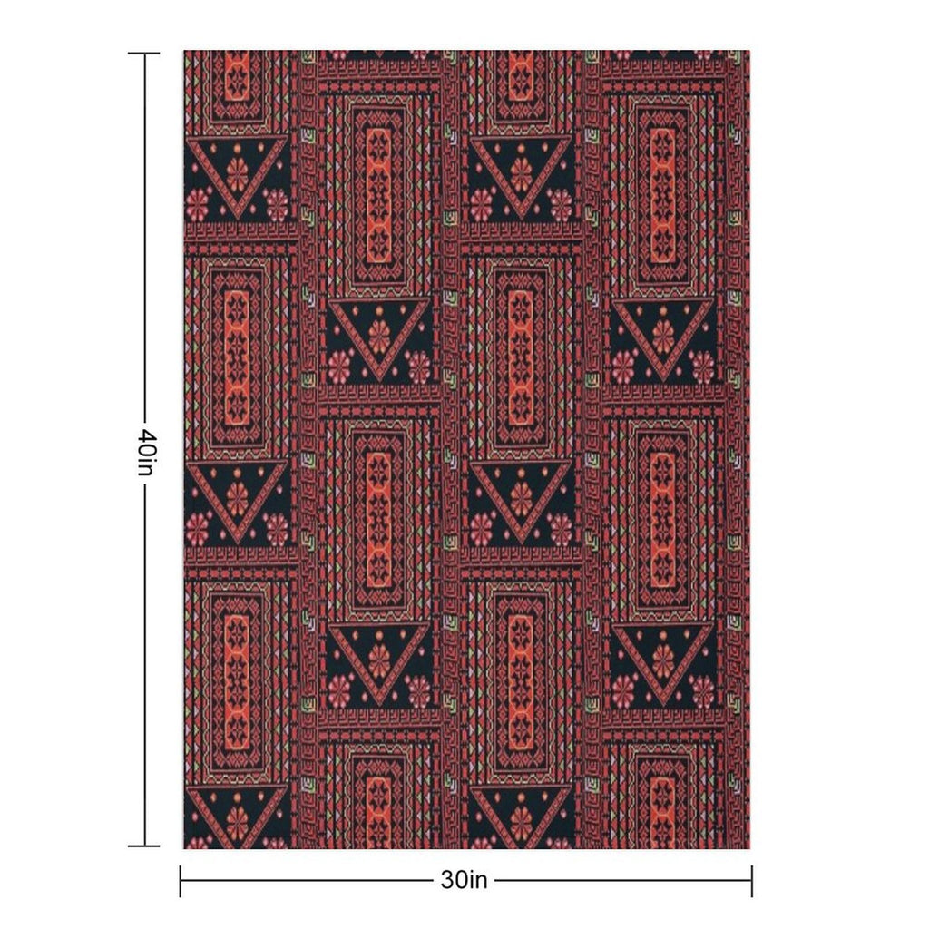 Three Flowers Palestinian Embroidery Multi-functional Throw Blanket