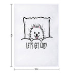 White Pomeranian Tucked Into Bed Cute Pom Cartoon Dog Durable Throw Blanket