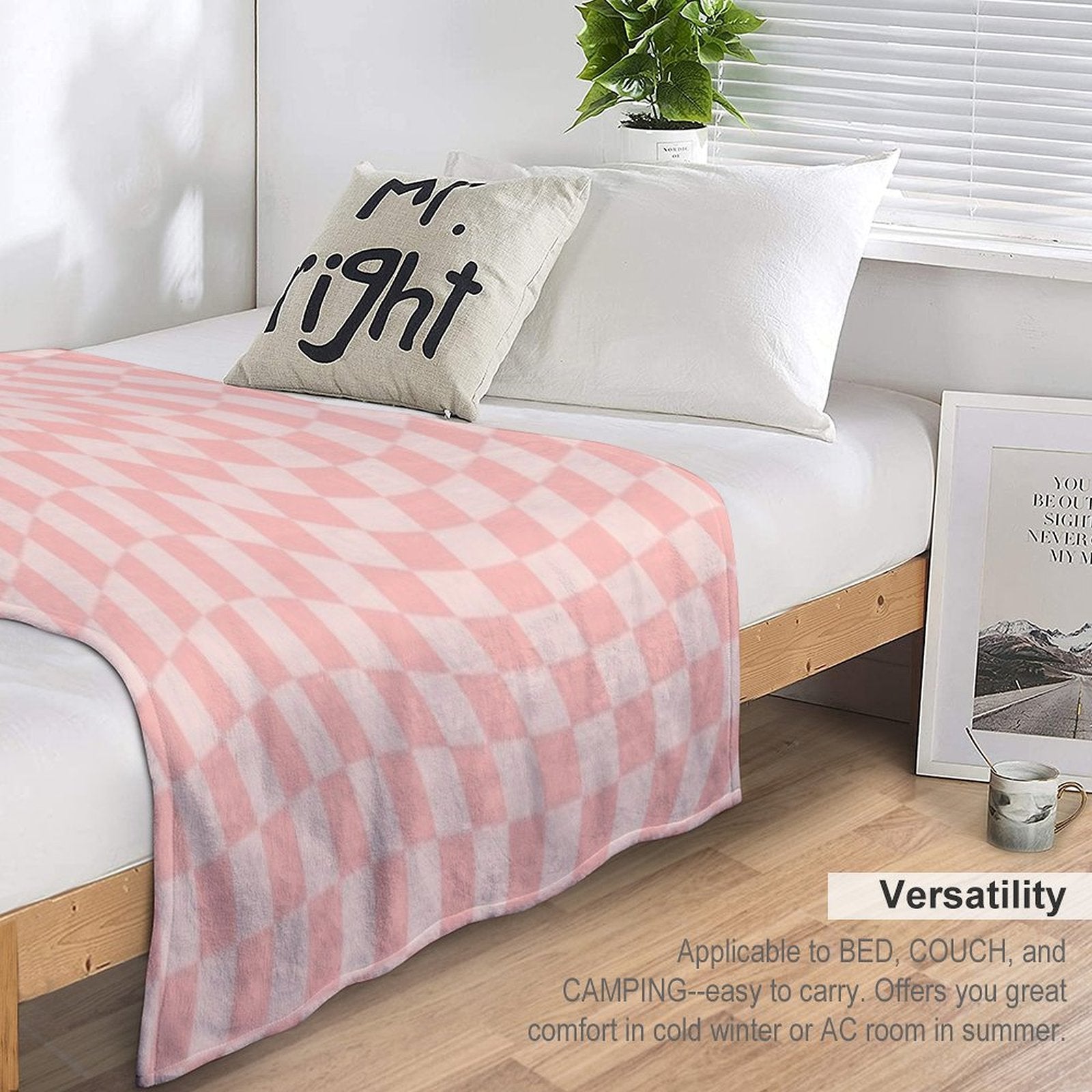 Check VII - Pink Twist Eco-conscious Throw Blanket