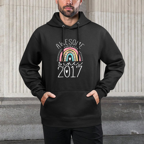 Awesome Since 2017 8th Birthday Rainbow Gifts Born In 2017 Unisex Design Hoodie