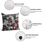 Koi Sakura Blossom in Black Soft Reinforced Edging Throw Pillow