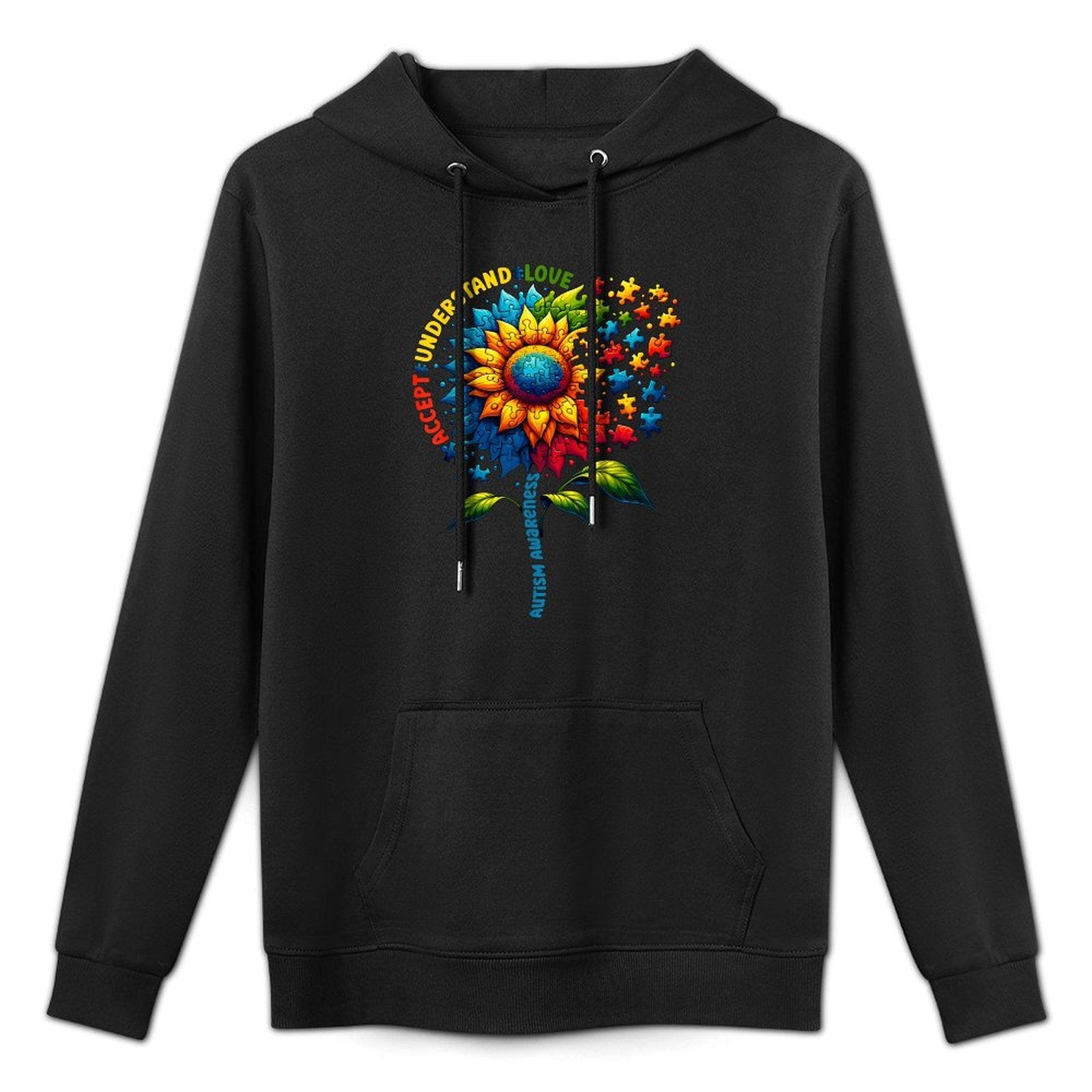 Autism Awareness Sunflower Men Women Kids Autism Sunflower Cotton-Polyester Blend Hoodie